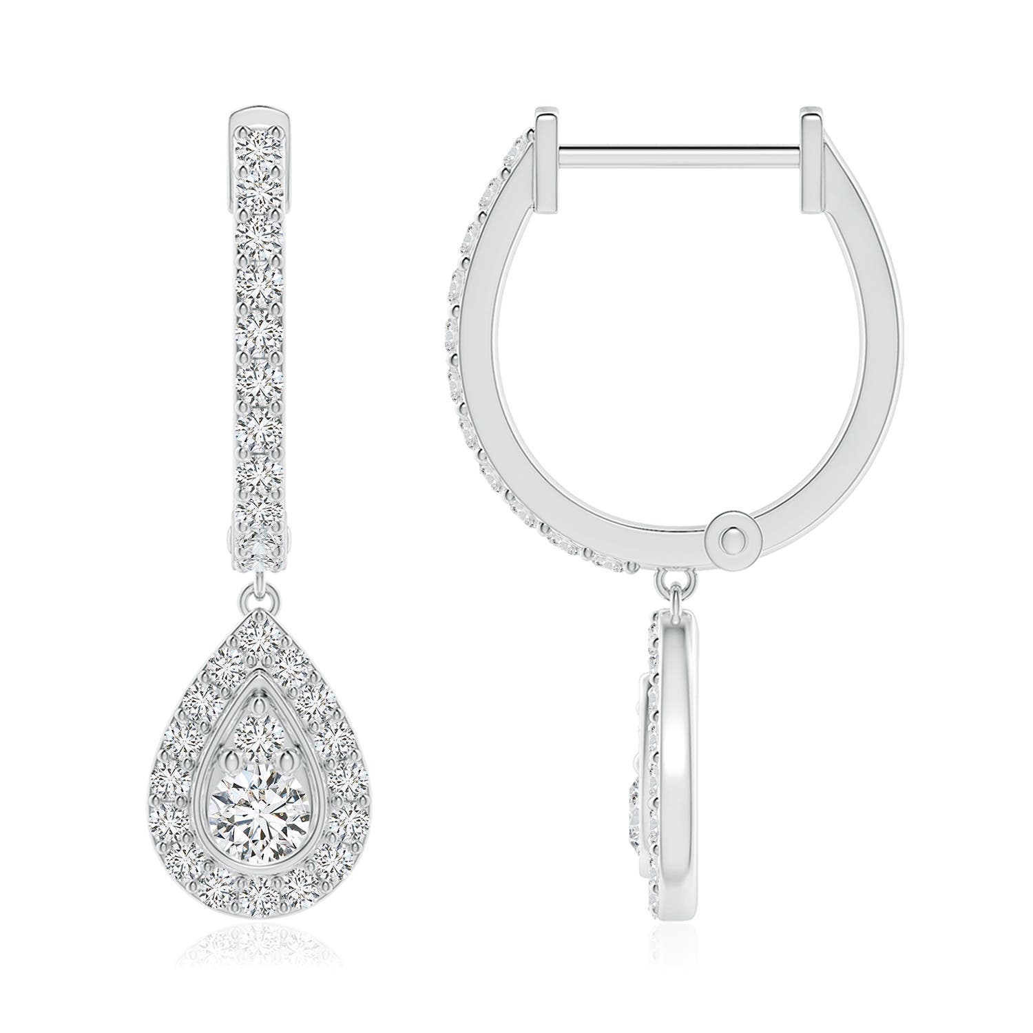 3mm HSI2 Diamond Teardrop Hoop Earrings in 18K White Gold