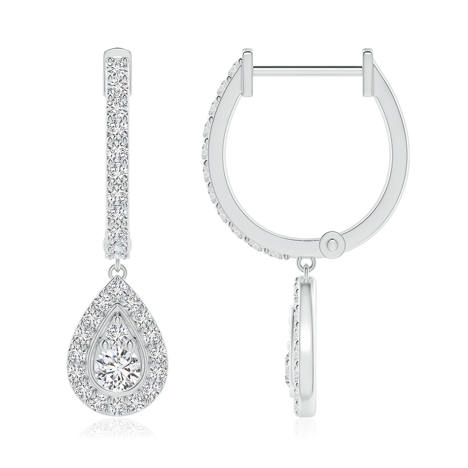 3mm HSI2 Diamond Teardrop Hoop Earrings in P950 Platinum side 199