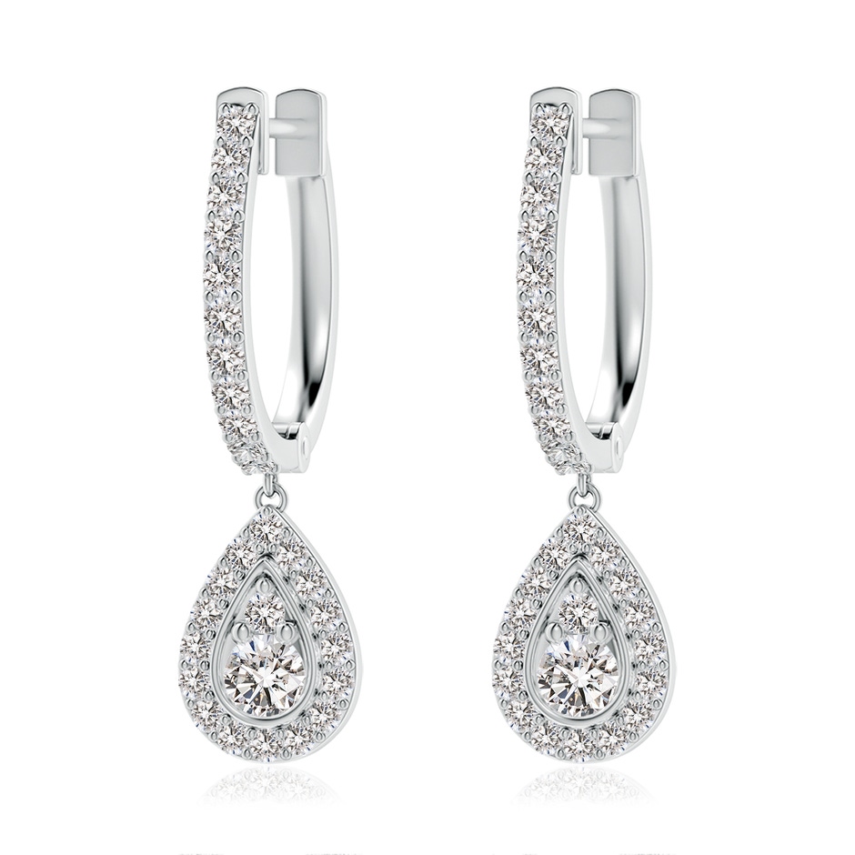 3mm IJI1I2 Diamond Teardrop Hoop Earrings in P950 Platinum 