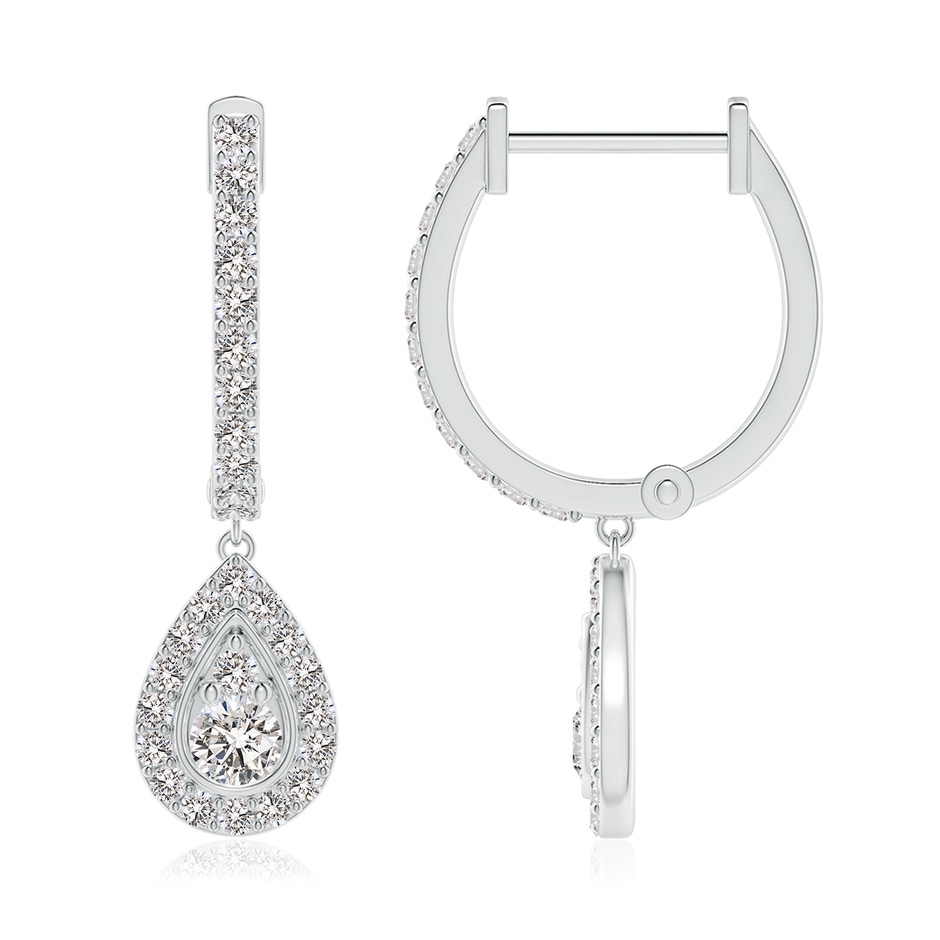 3mm IJI1I2 Diamond Teardrop Hoop Earrings in P950 Platinum side 199