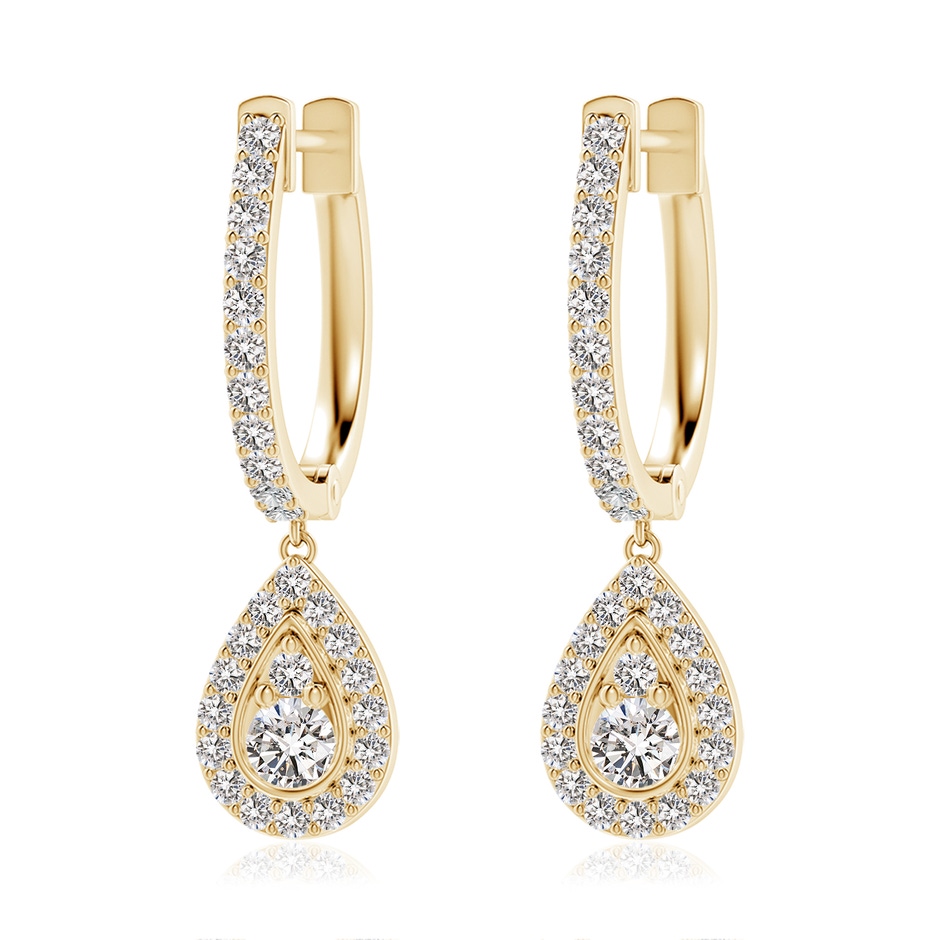 3mm IJI1I2 Diamond Teardrop Hoop Earrings in Yellow Gold 