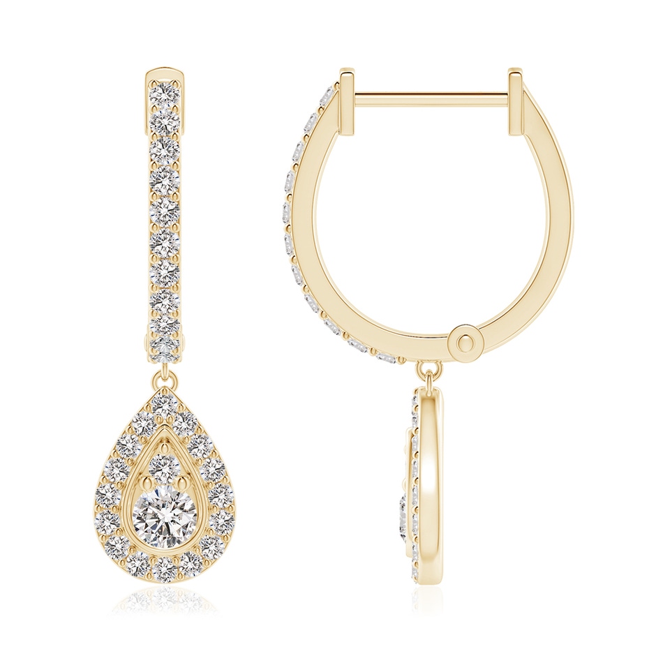 3mm IJI1I2 Diamond Teardrop Hoop Earrings in Yellow Gold side 199