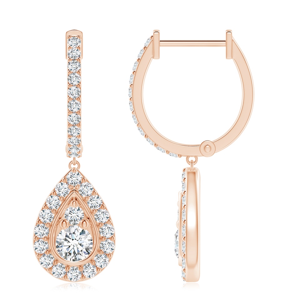 4.1mm GVS2 Diamond Teardrop Hoop Earrings in 18K Rose Gold side 199