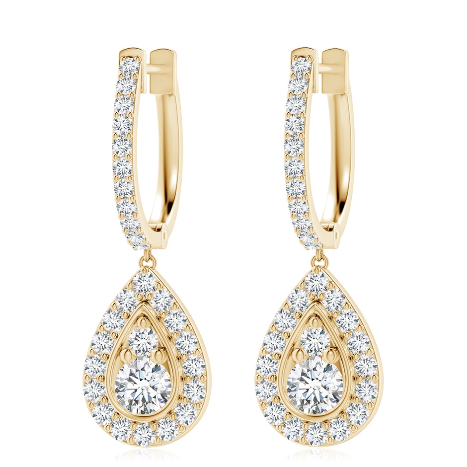 4.1mm GVS2 Diamond Teardrop Hoop Earrings in 18K Yellow Gold 