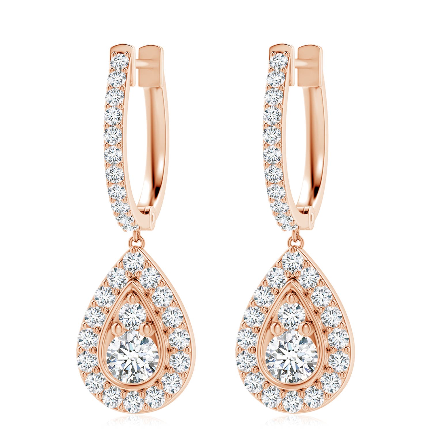 4.1mm GVS2 Diamond Teardrop Hoop Earrings in Rose Gold