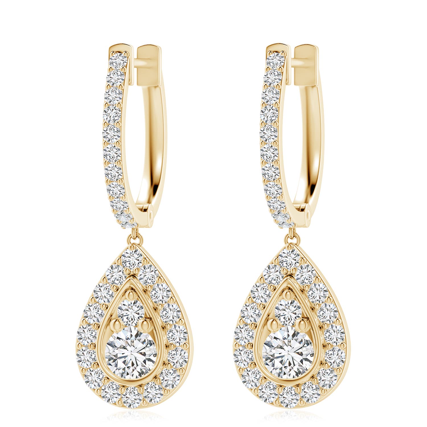 4.1mm HSI2 Diamond Teardrop Hoop Earrings in 18K Yellow Gold
