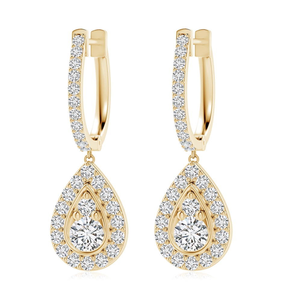 4.1mm HSI2 Diamond Teardrop Hoop Earrings in 18K Yellow Gold 