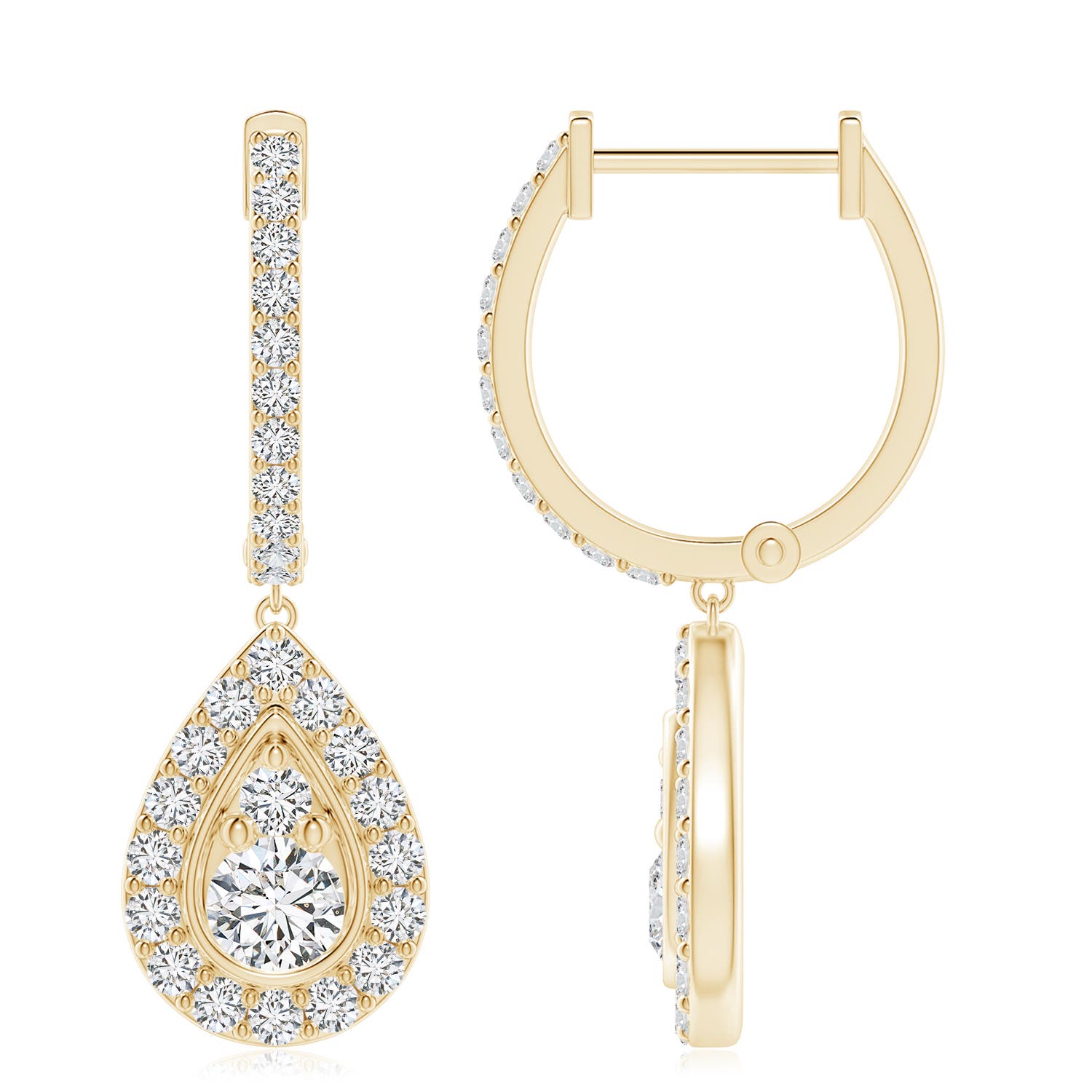 4.1mm HSI2 Diamond Teardrop Hoop Earrings in 18K Yellow Gold