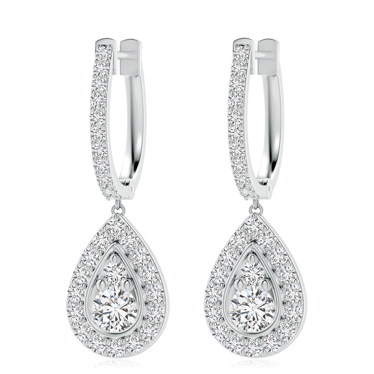 4.1mm HSI2 Diamond Teardrop Hoop Earrings in P950 Platinum