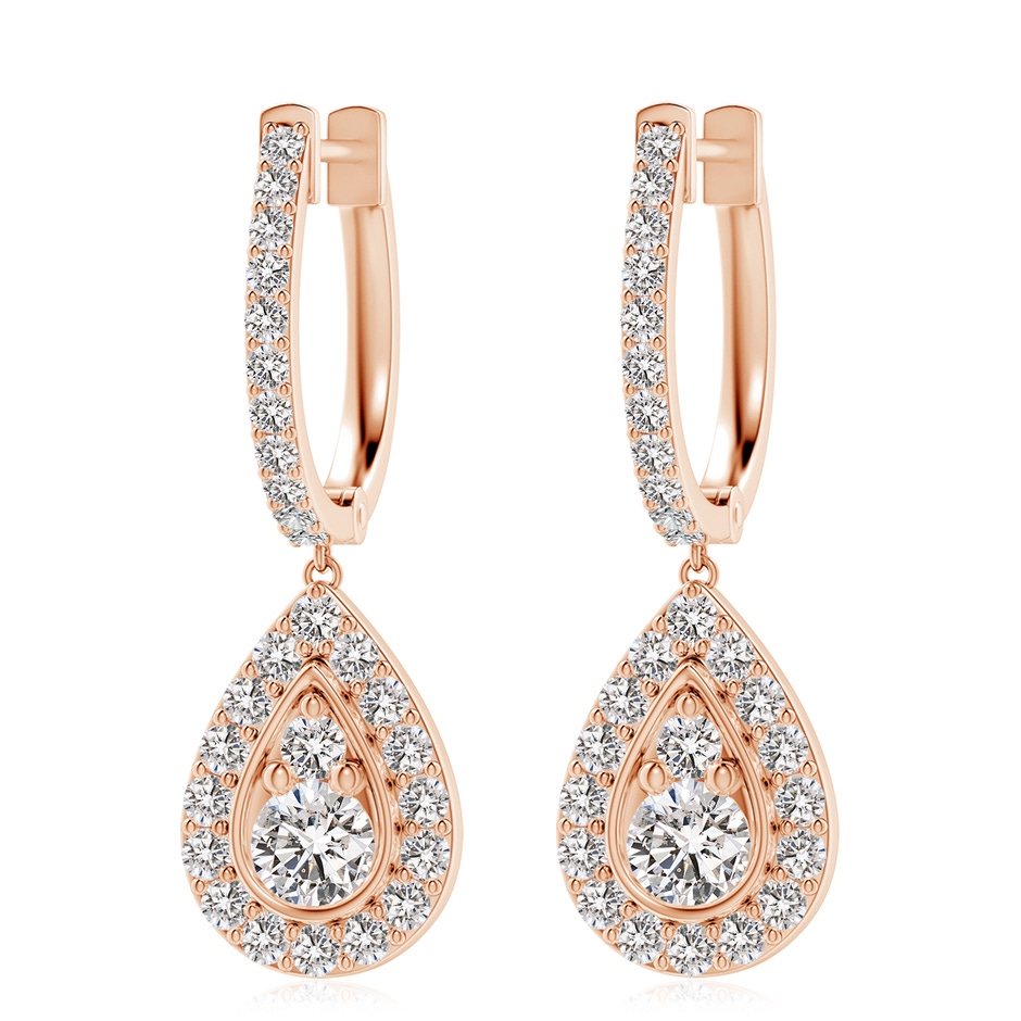 4.1mm IJI1I2 Diamond Teardrop Hoop Earrings in Rose Gold 