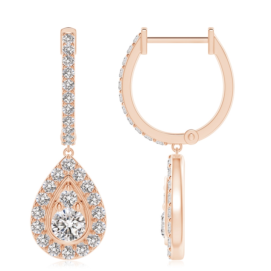 4.1mm IJI1I2 Diamond Teardrop Hoop Earrings in Rose Gold side 199