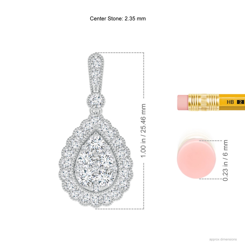 2.35mm GVS2 Vintage Style Diamond Cluster Earrings with Scalloped Halo in White Gold ruler