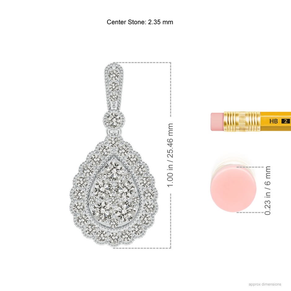 2.35mm KI3 Vintage Style Diamond Cluster Earrings with Scalloped Halo in White Gold ruler