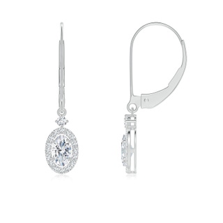 5x3mm GVS2 Classic Oval Diamond Halo Leverback Drop Earrings in P950 Platinum