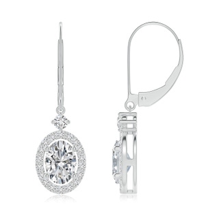 7x5mm HSI2 Classic Oval Diamond Halo Leverback Drop Earrings in P950 Platinum