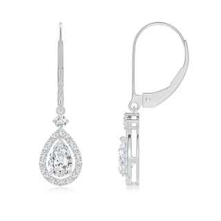 6x4mm GVS2 Classic Pear-Shaped Diamond Halo Leverback Drop Earrings in P950 Platinum