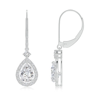 7x5mm HSI2 Classic Pear-Shaped Diamond Halo Leverback Drop Earrings in P950 Platinum