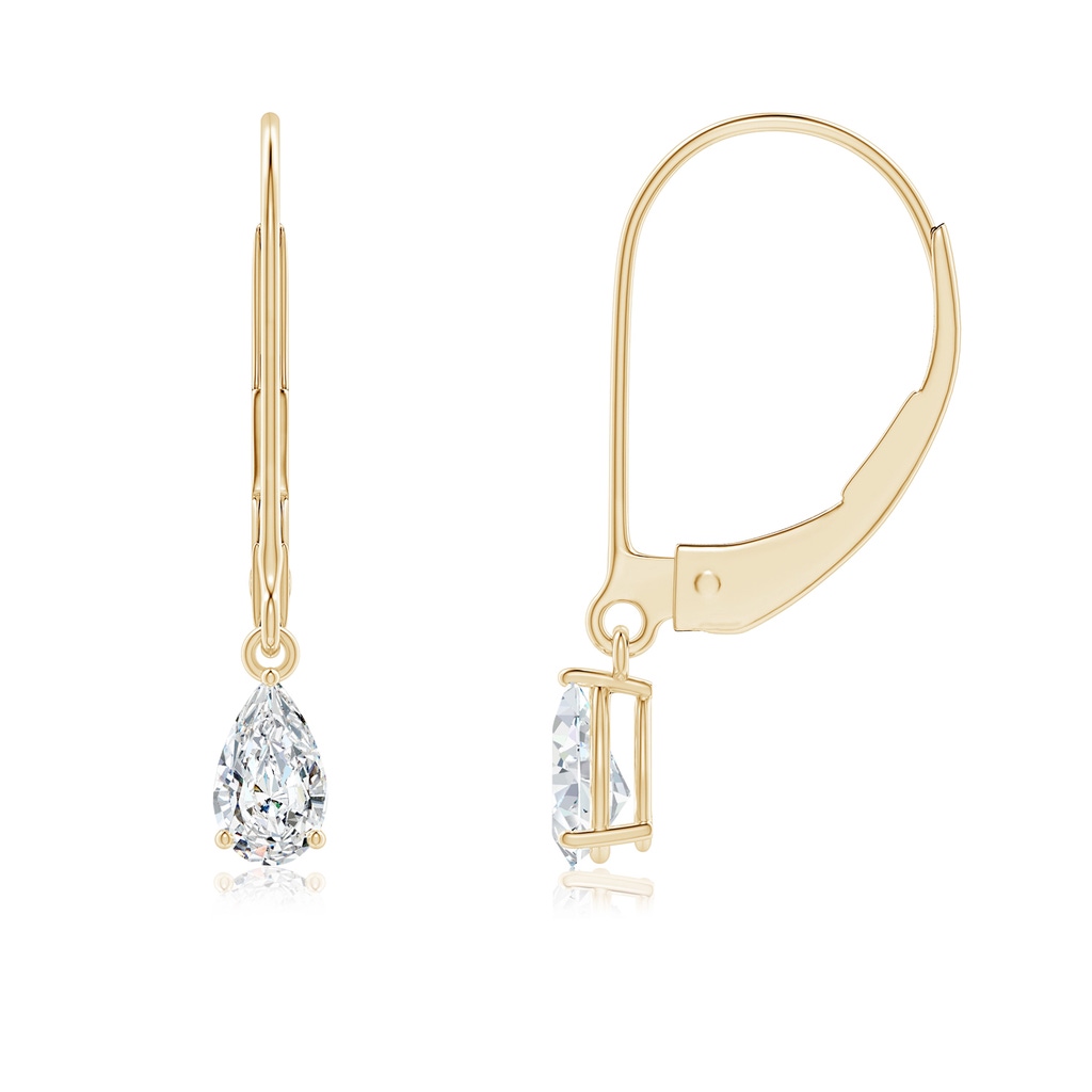 5x3mm GVS2 Classic Pear-Shaped Diamond Leverback Drop Earrings in Yellow Gold