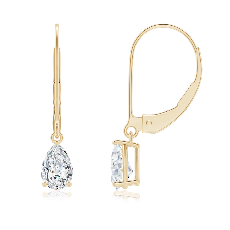 6x4mm GVS2 Classic Pear-Shaped Diamond Leverback Drop Earrings in Yellow Gold 