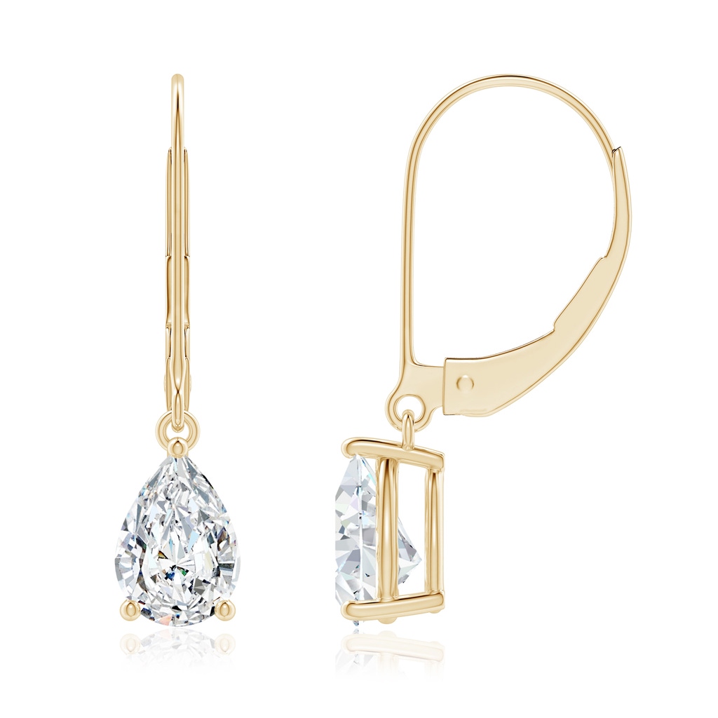 7x5mm GVS2 Classic Pear-Shaped Diamond Leverback Drop Earrings in Yellow Gold