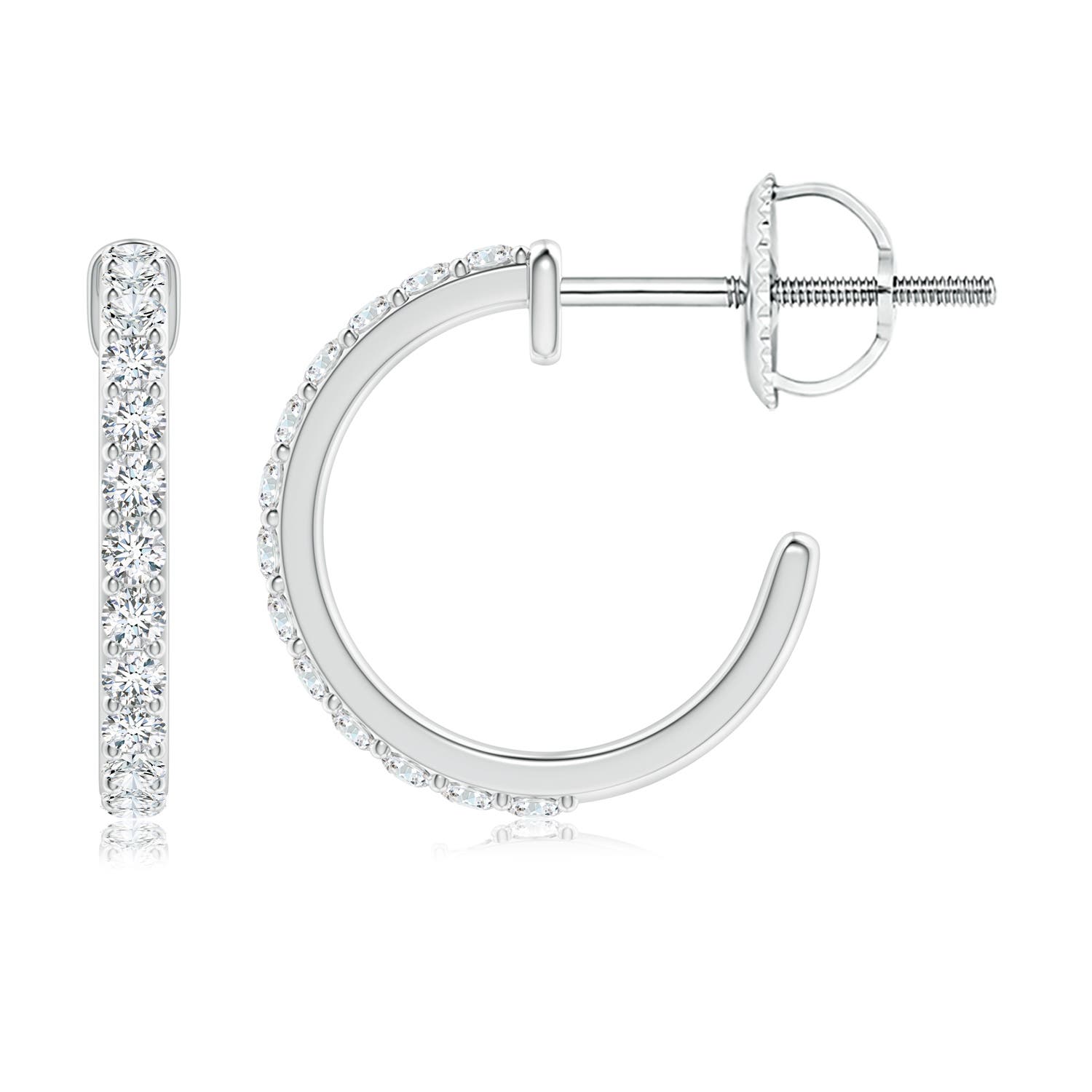 1.3mm GVS2 Prong-Set Round Diamond Hoop Earrings in P950 Platinum