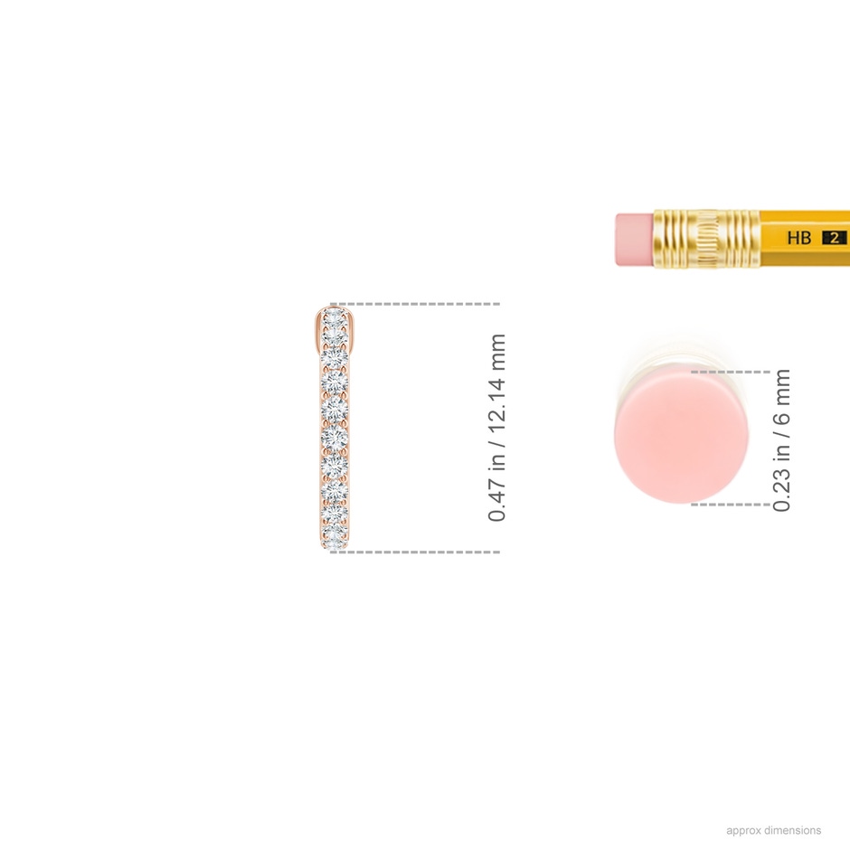 1.3mm GVS2 Prong-Set Round Diamond Hoop Earrings in Rose Gold ruler