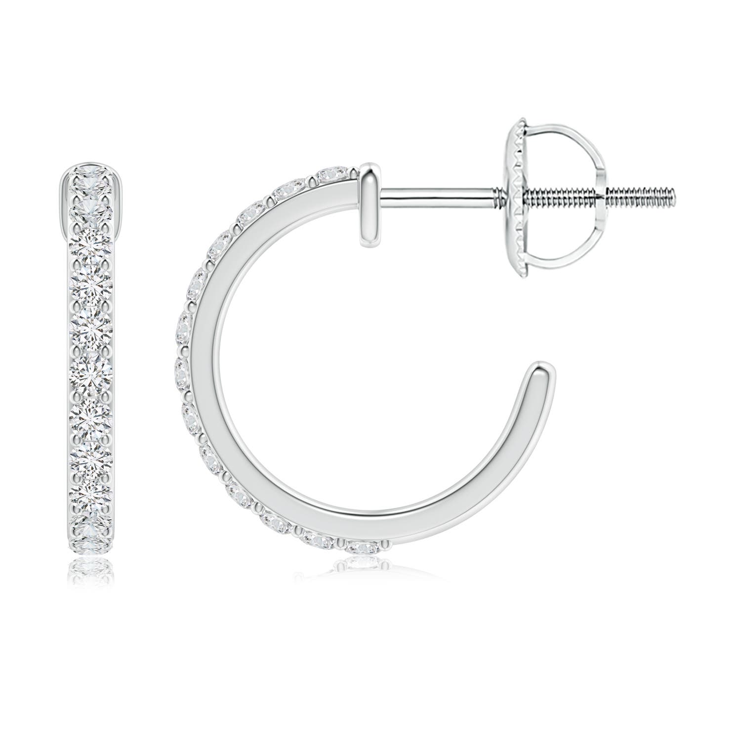 1.3mm HSI2 Prong-Set Round Diamond Hoop Earrings in 18K White Gold