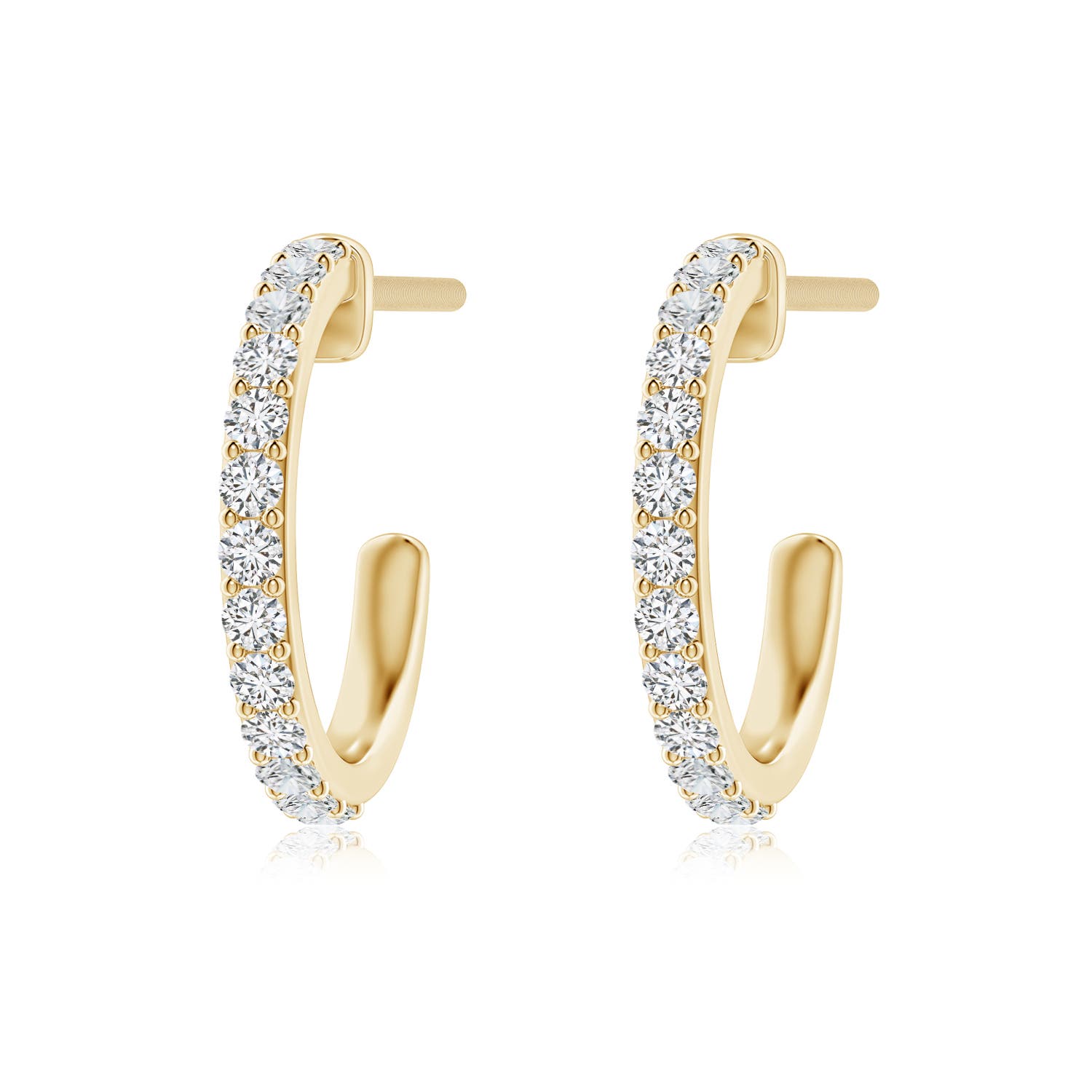 1.65mm HSI2 Prong-Set Round Diamond Hoop Earrings in Yellow Gold