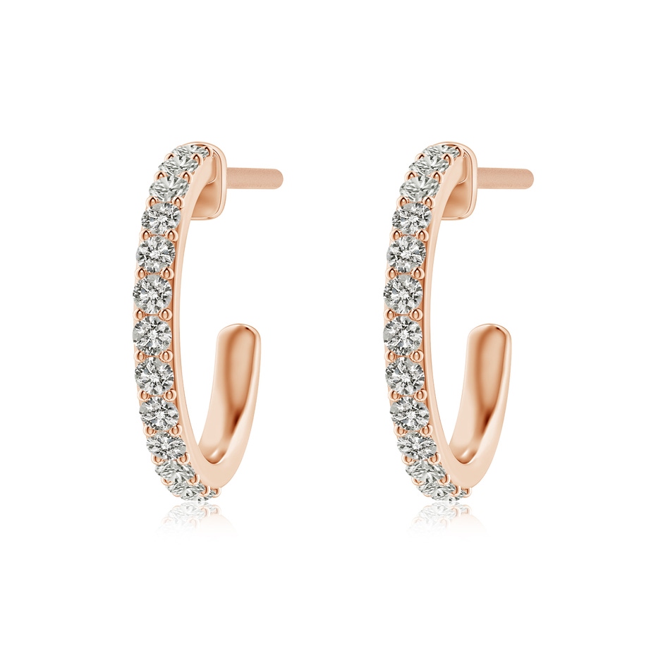 1.65mm KI3 Prong-Set Round Diamond Hoop Earrings in Rose Gold 