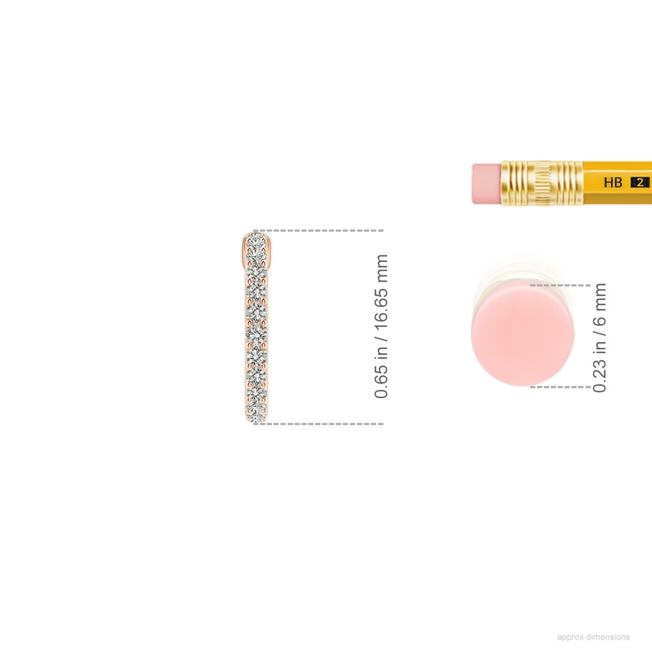 1.65mm KI3 Prong-Set Round Diamond Hoop Earrings in Rose Gold ruler