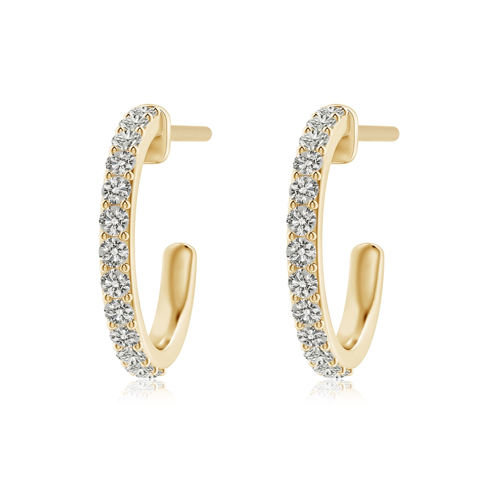 2.1mm KI3 Prong-Set Round Diamond Hoop Earrings in Yellow Gold