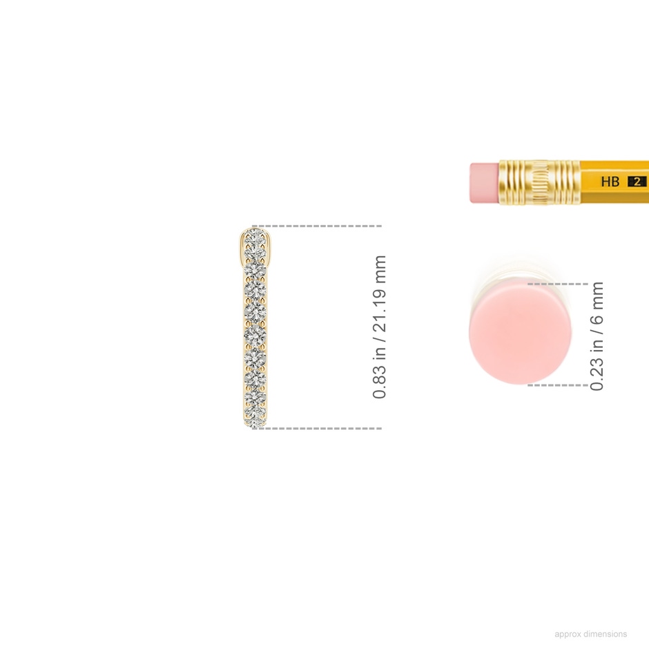 2.1mm KI3 Prong-Set Round Diamond Hoop Earrings in Yellow Gold ruler