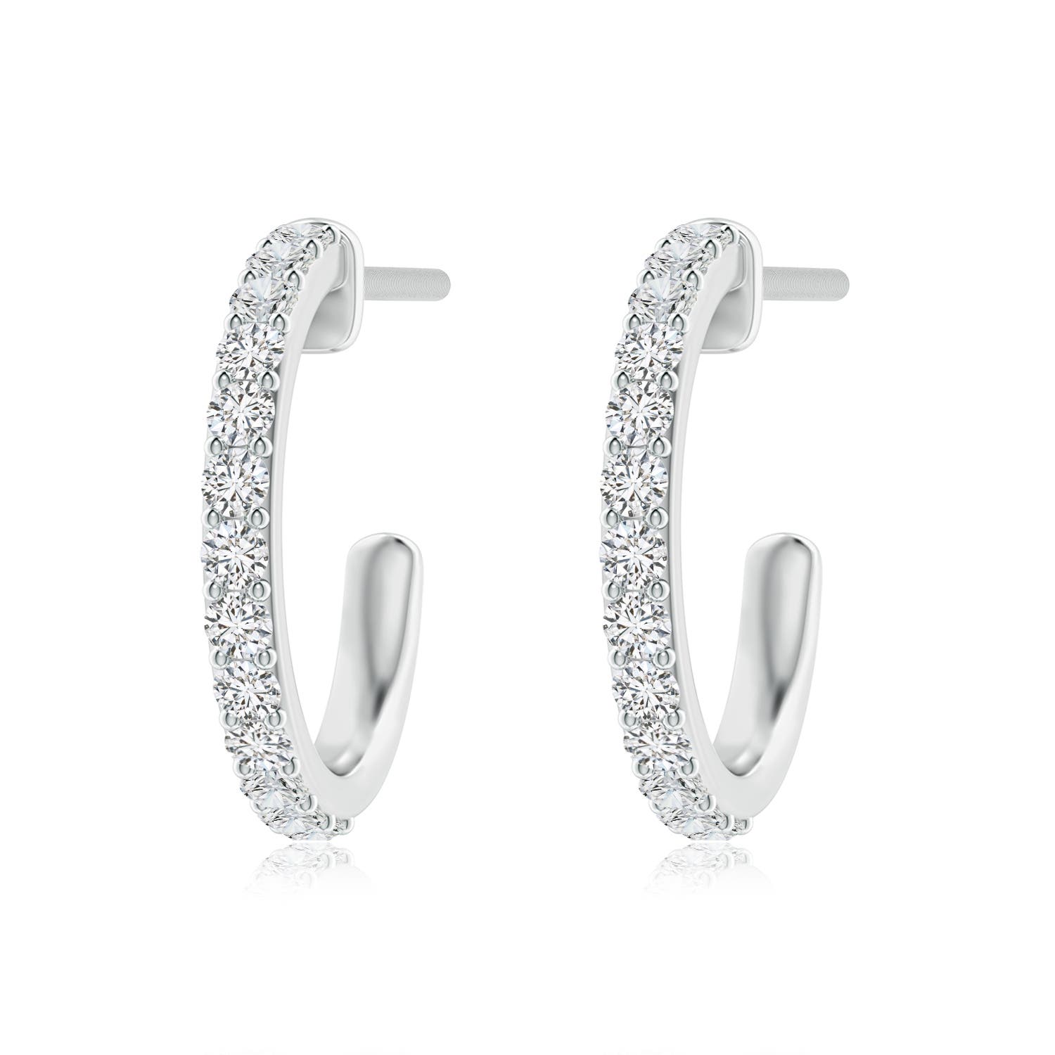 2.4mm HSI2 Prong-Set Round Diamond Hoop Earrings in 18K White Gold