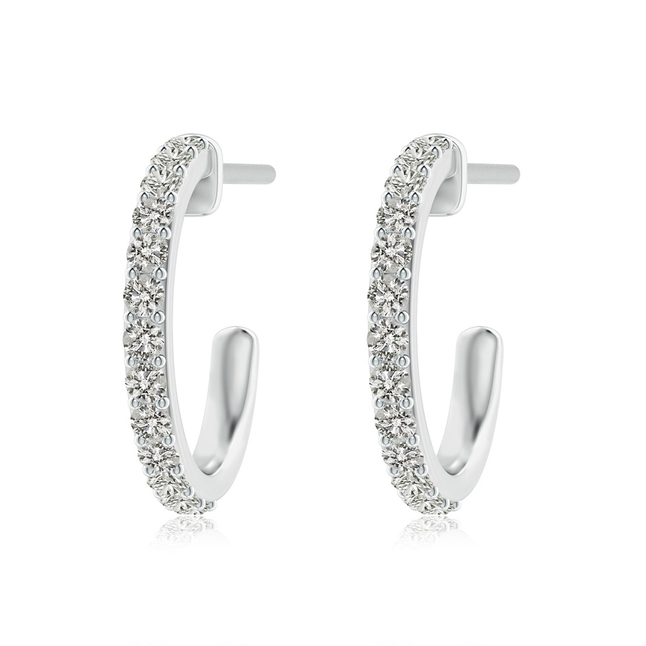 2.4mm KI3 Prong-Set Round Diamond Hoop Earrings in 18K White Gold 