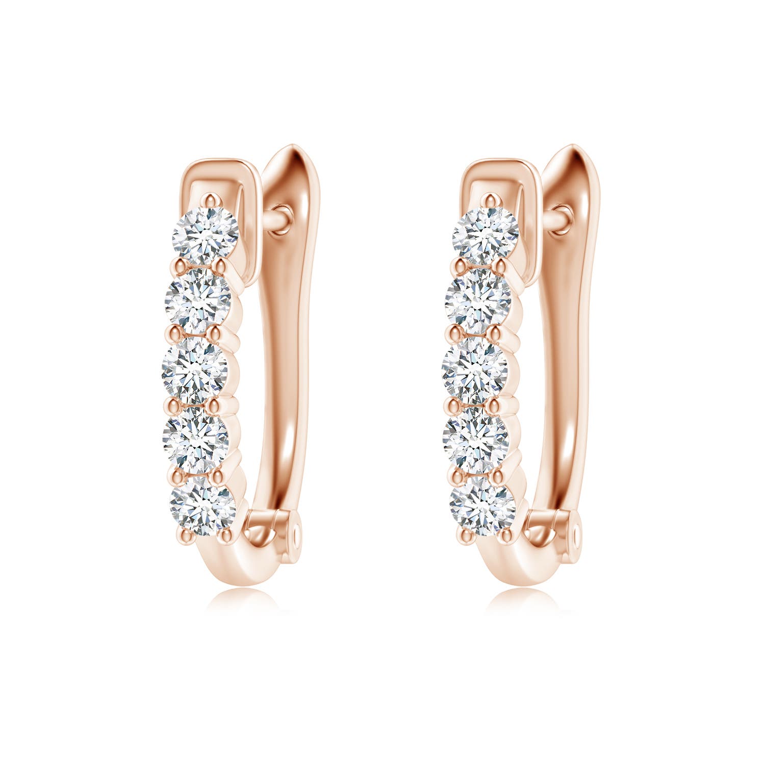 2.3mm GVS2 Classic Diamond Hinged Hoop Earrings in 18CT Rose Gold