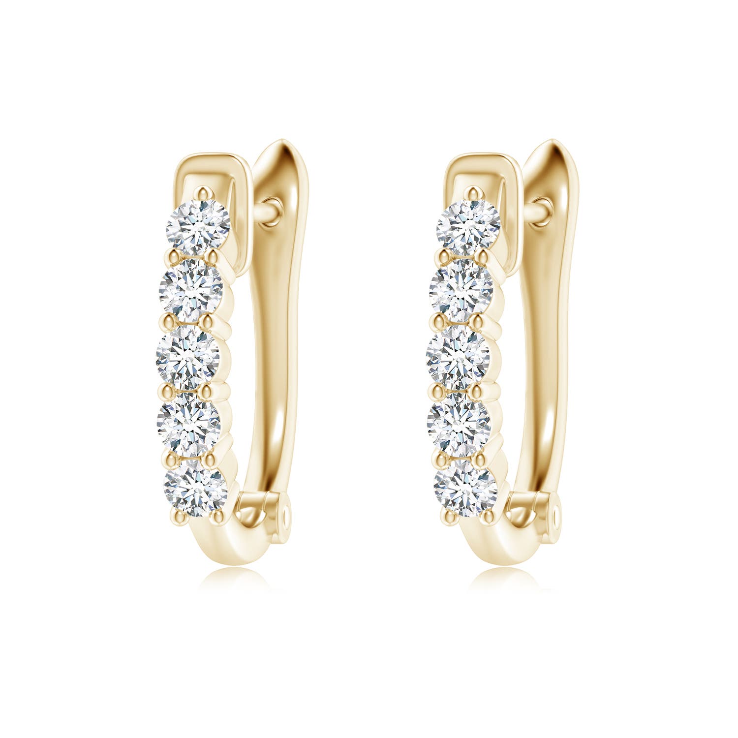 2.3mm GVS2 Classic Diamond Hinged Hoop Earrings in 18K Yellow Gold