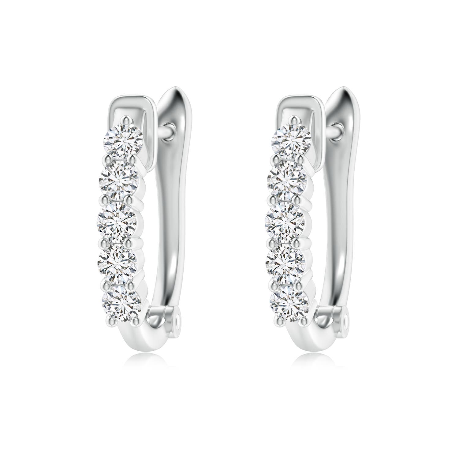 2.3mm HSI2 Classic Diamond Hinged Hoop Earrings in 18K White Gold