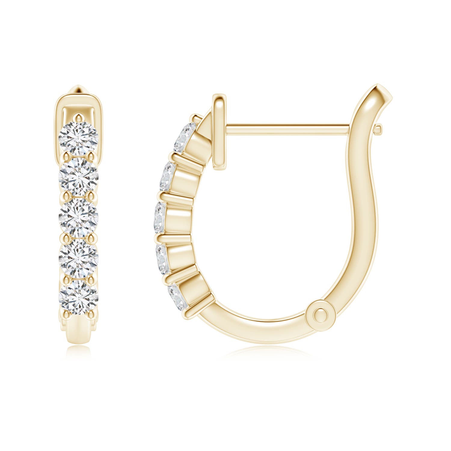 2.3mm HSI2 Classic Diamond Hinged Hoop Earrings in 18K Yellow Gold