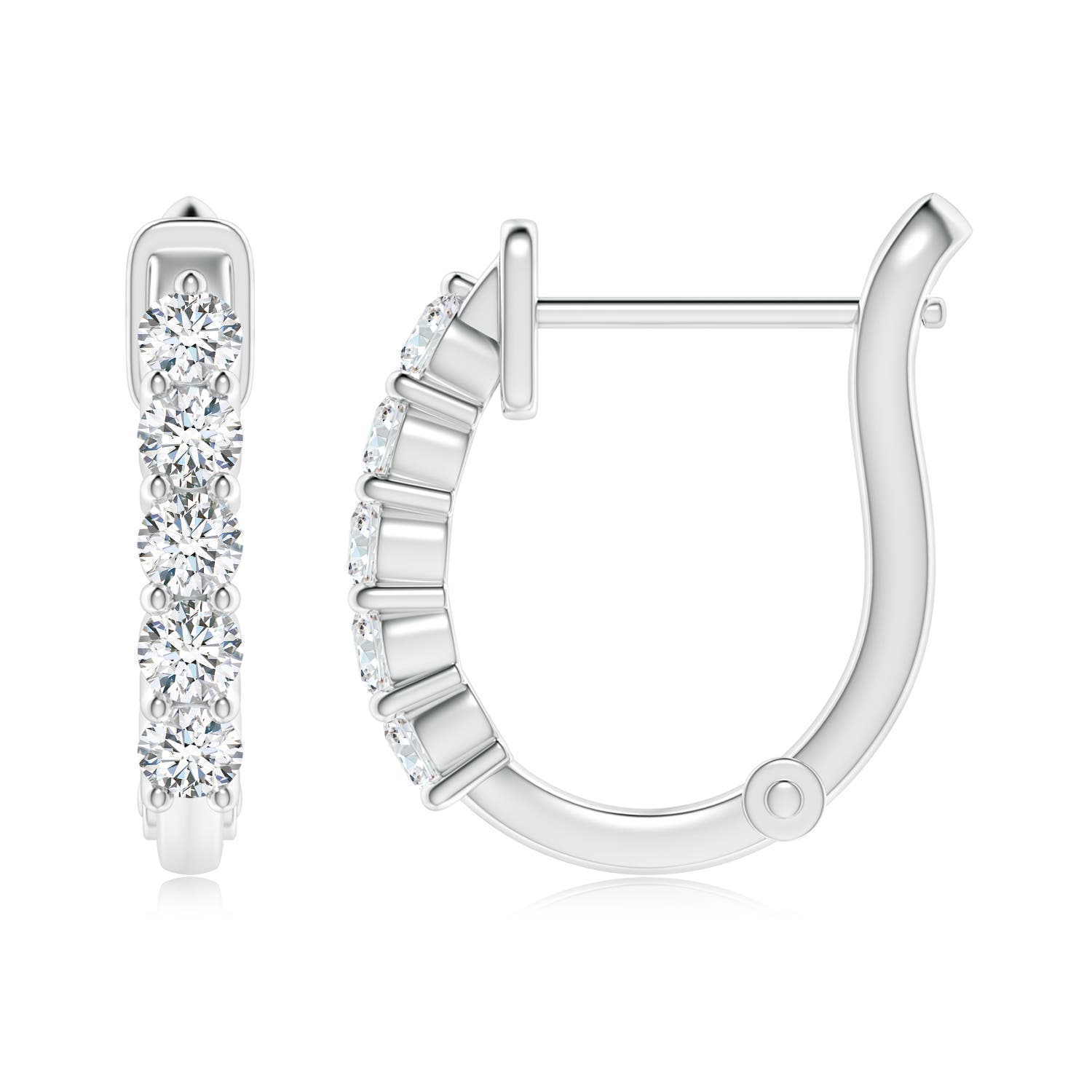 2.6mm GVS2 Classic Diamond Hinged Hoop Earrings in P950 Platinum
