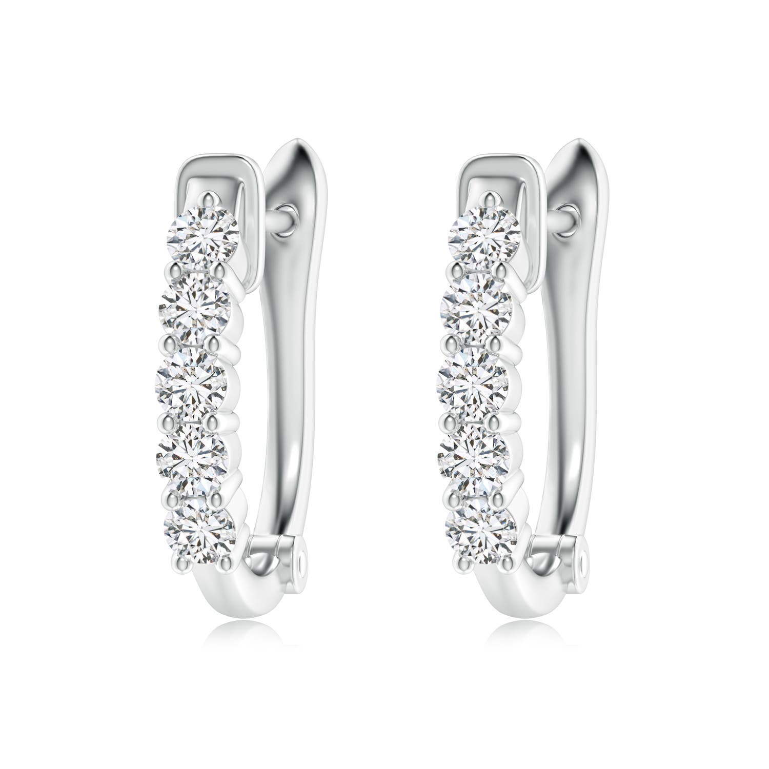 2.6mm HSI2 Classic Diamond Hinged Hoop Earrings in 18K White Gold
