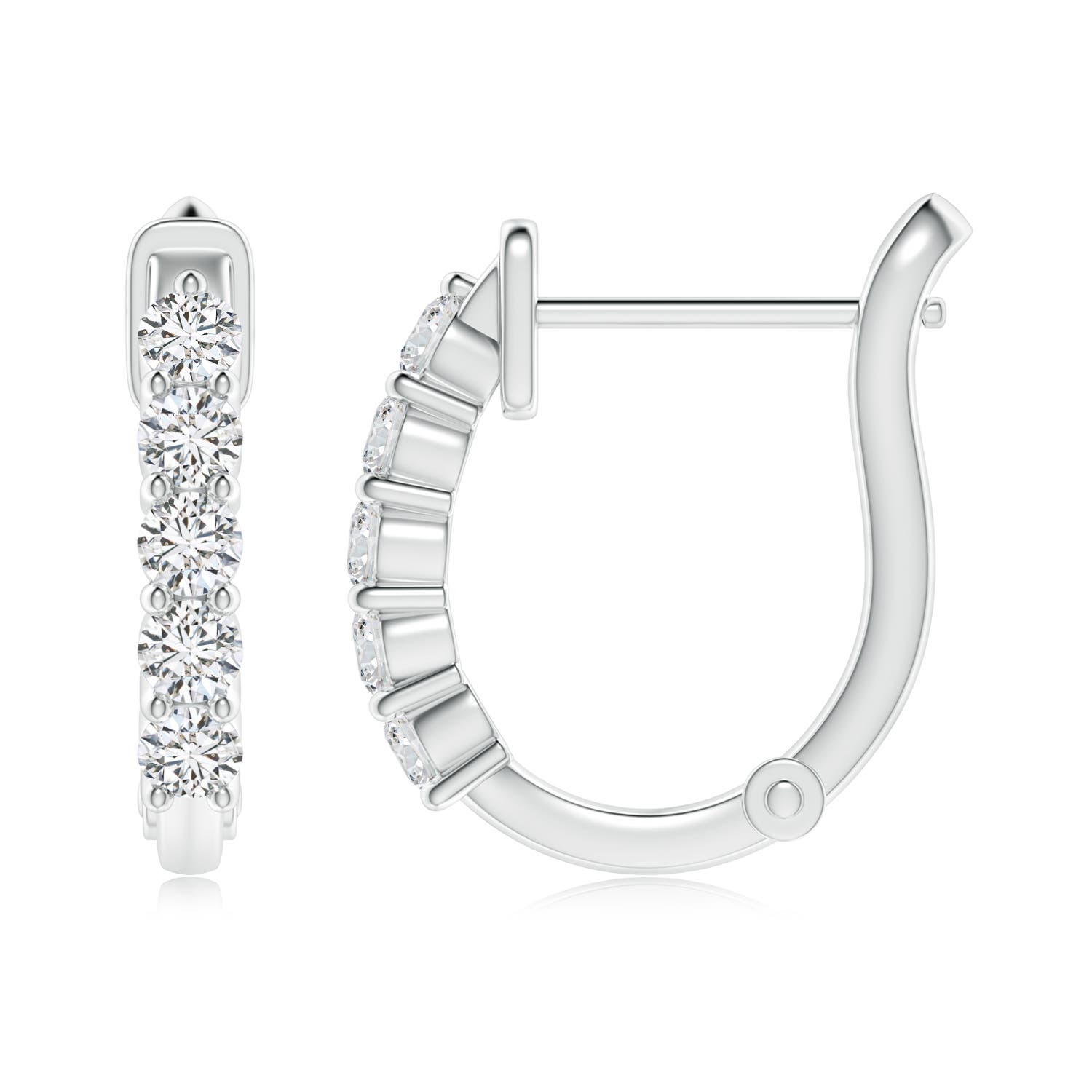 2.6mm HSI2 Classic Diamond Hinged Hoop Earrings in 18K White Gold