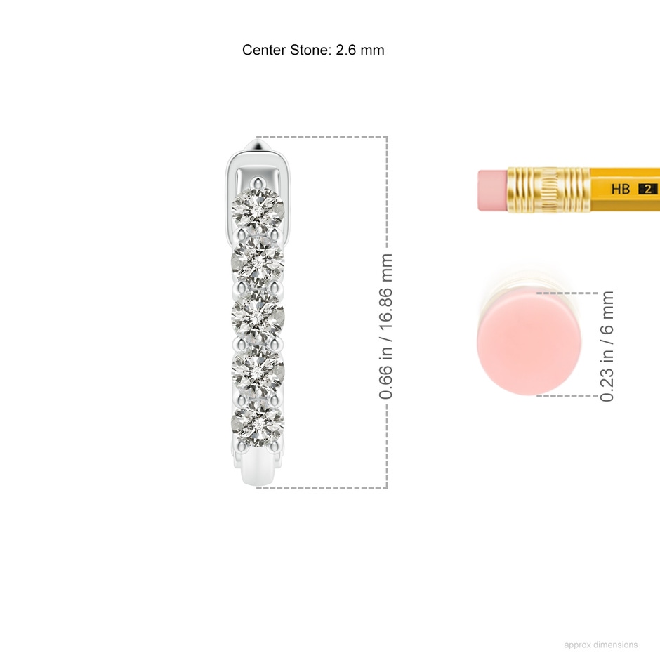 2.6mm KI3 Classic Diamond Hinged Hoop Earrings in White Gold ruler