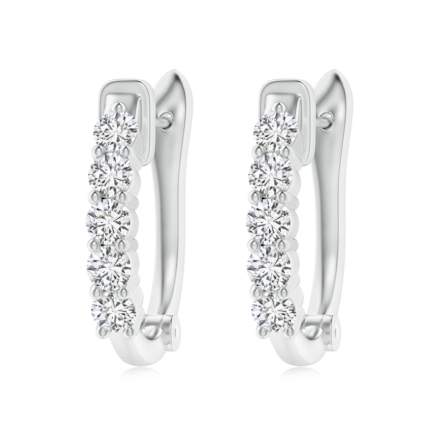 3.4mm HSI2 Classic Diamond Hinged Hoop Earrings in 18K White Gold