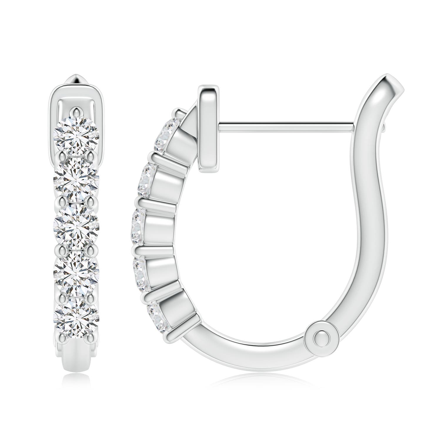3.4mm HSI2 Classic Diamond Hinged Hoop Earrings in 18K White Gold