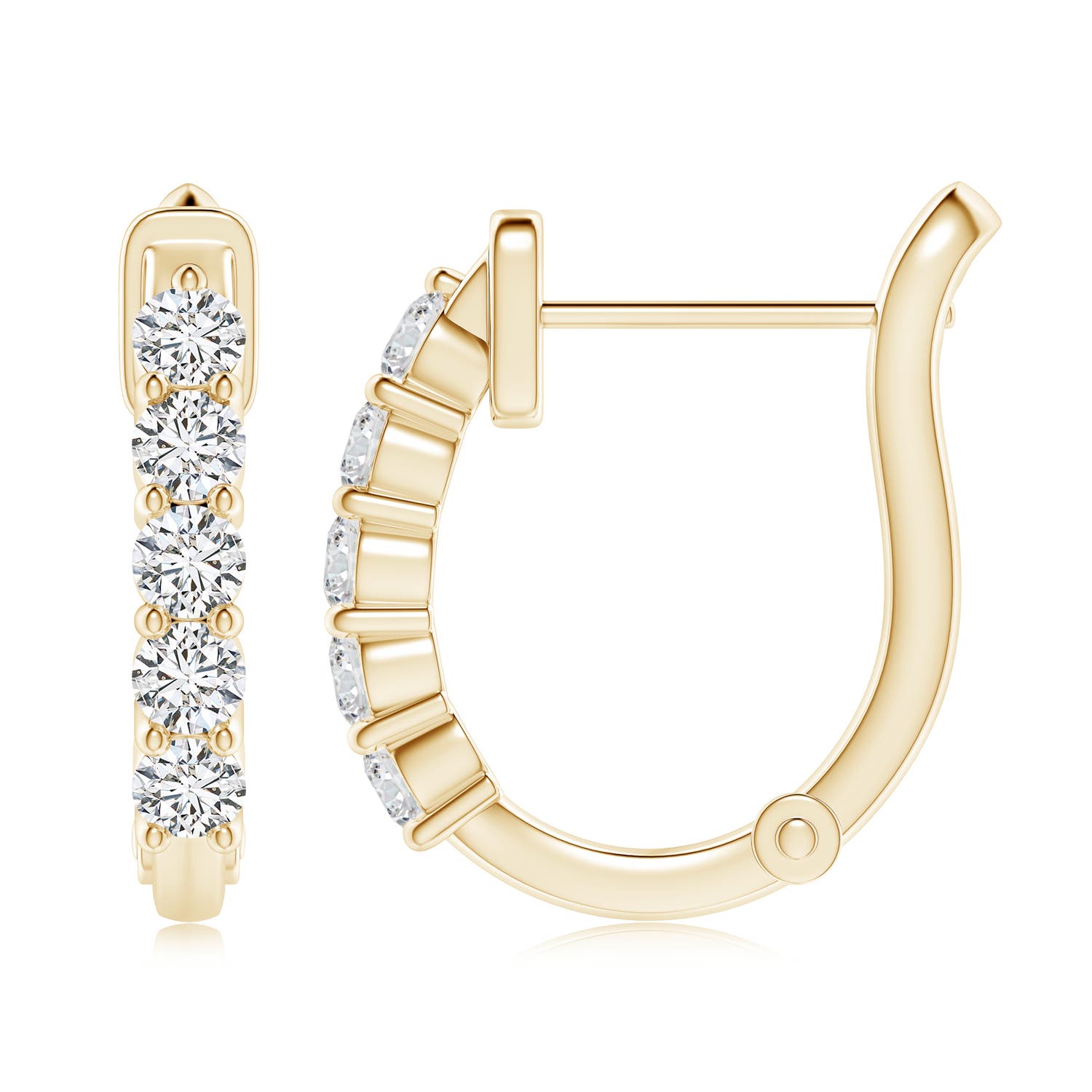 3.4mm HSI2 Classic Diamond Hinged Hoop Earrings in 18K Yellow Gold