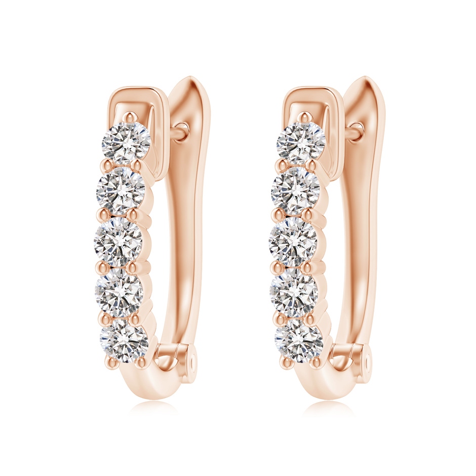 3.4mm IJI1I2 Classic Diamond Hinged Hoop Earrings in Rose Gold 