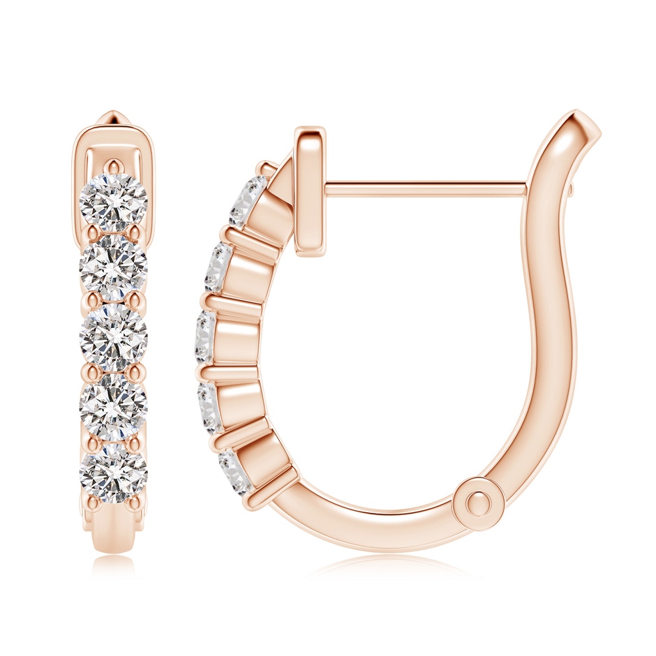 3.4mm IJI1I2 Classic Diamond Hinged Hoop Earrings in Rose Gold side 199