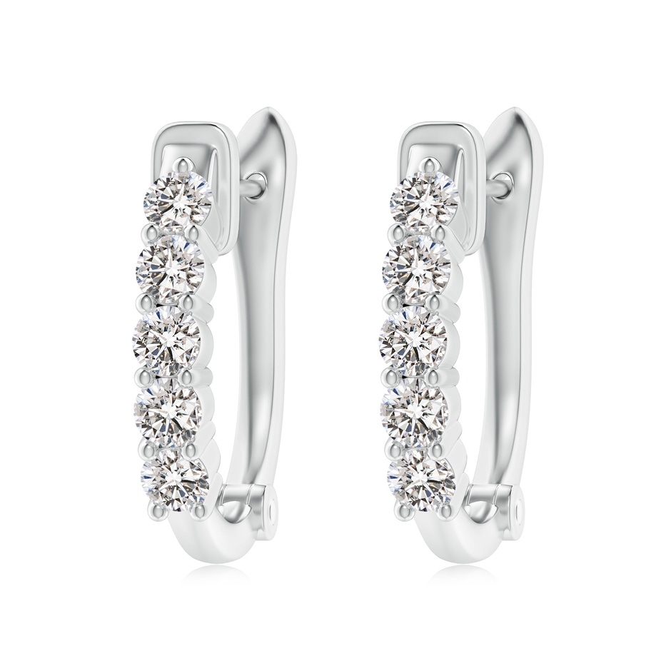 3.4mm IJI1I2 Classic Diamond Hinged Hoop Earrings in White Gold 