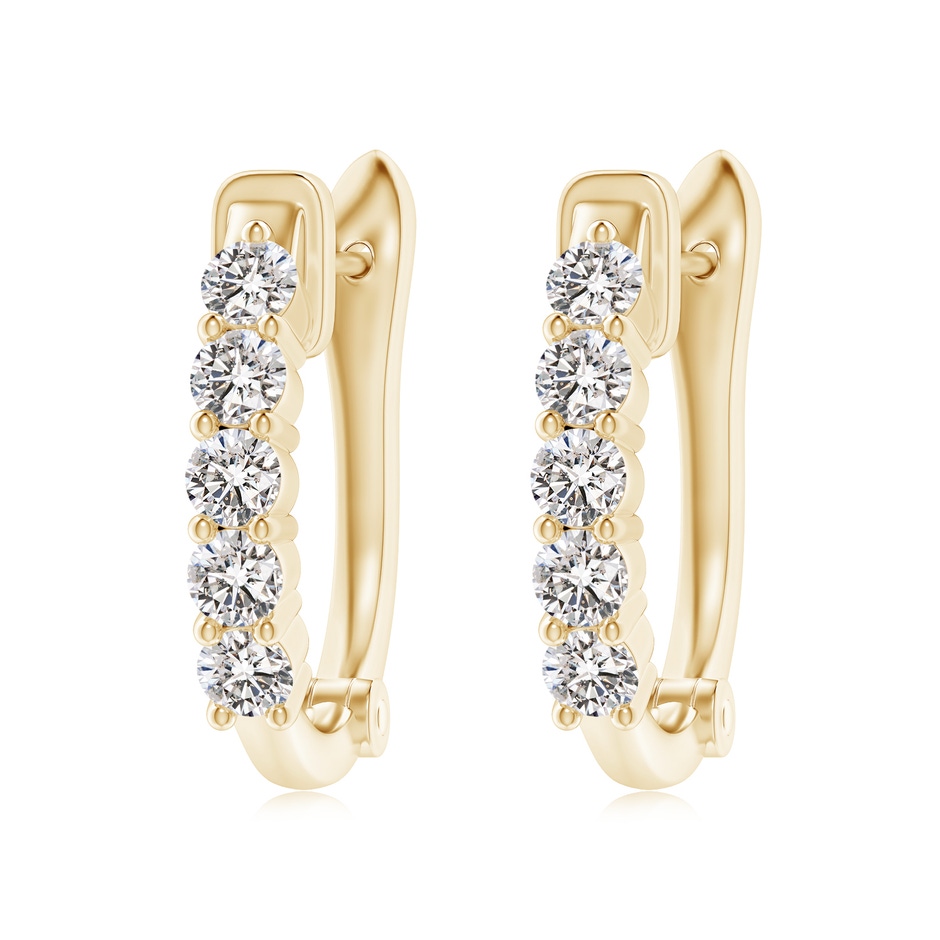 3.4mm IJI1I2 Classic Diamond Hinged Hoop Earrings in Yellow Gold 