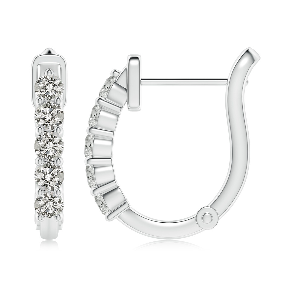 3.4mm KI3 Classic Diamond Hinged Hoop Earrings in White Gold side 199